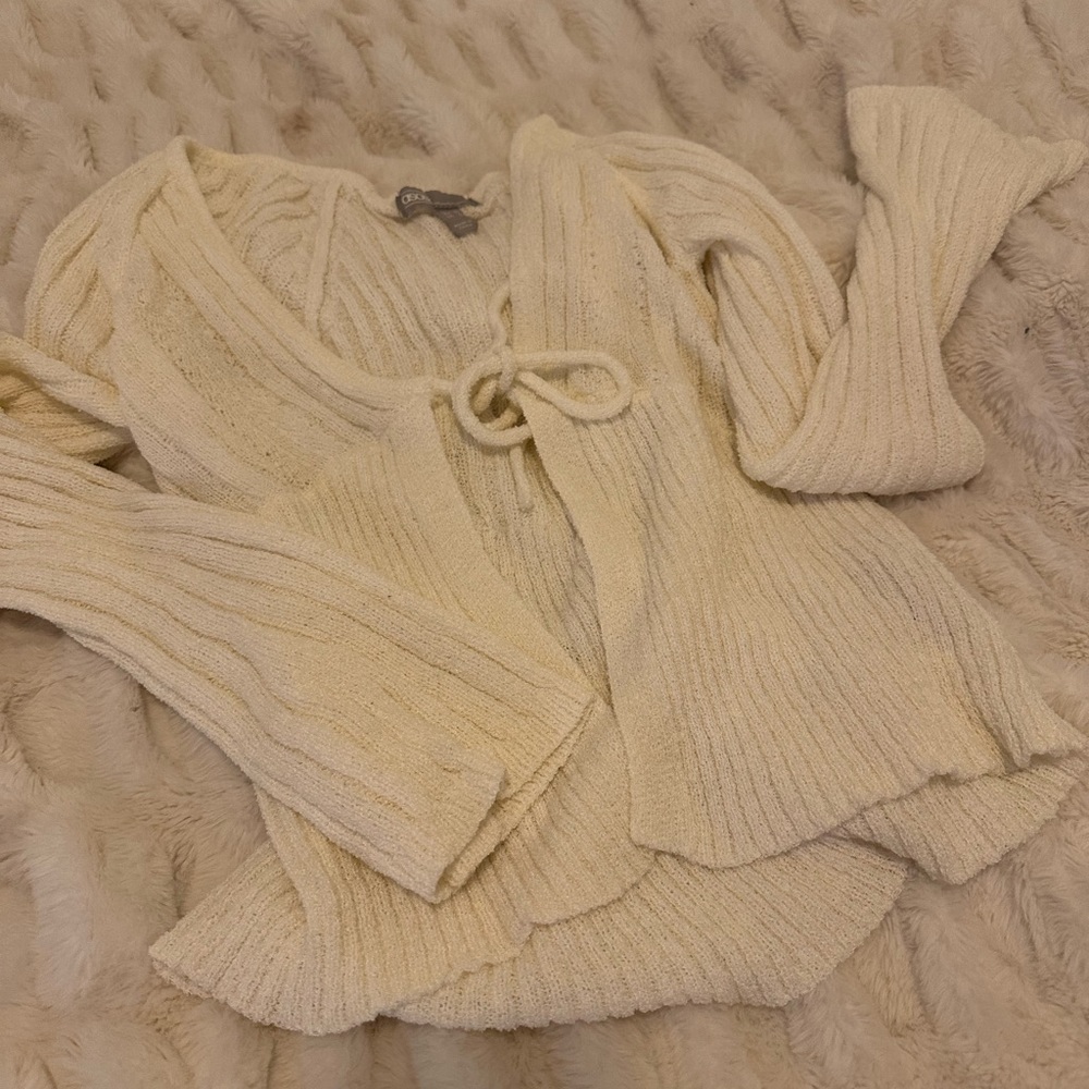 ASOS White Knit Lace Up Cardigan